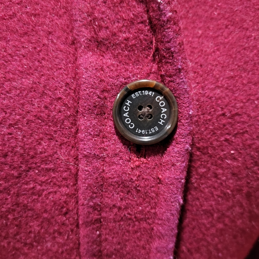 Coach Mulberry Red Mohair Wool Long Coat - Picture 4 of 7